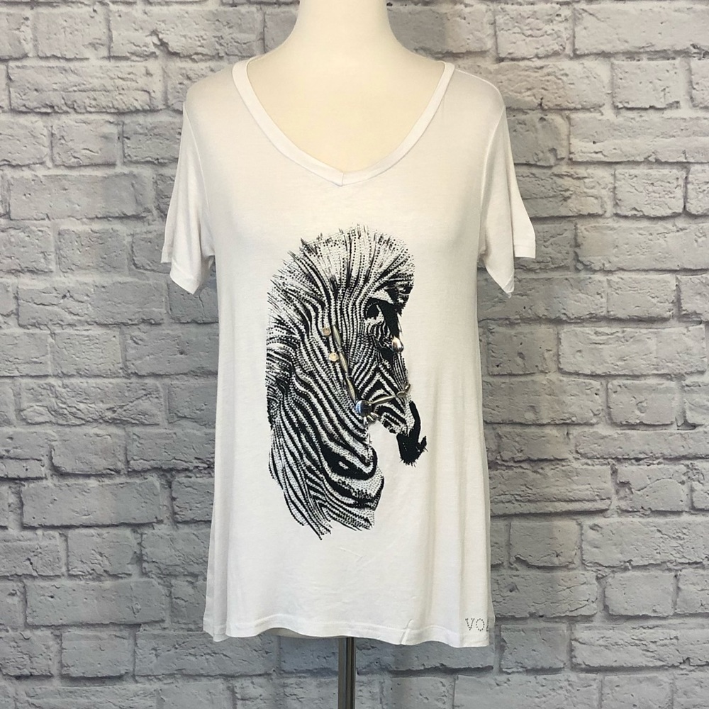 VO Jeans | V-Neck Super Soft Zebra Graphic Tee